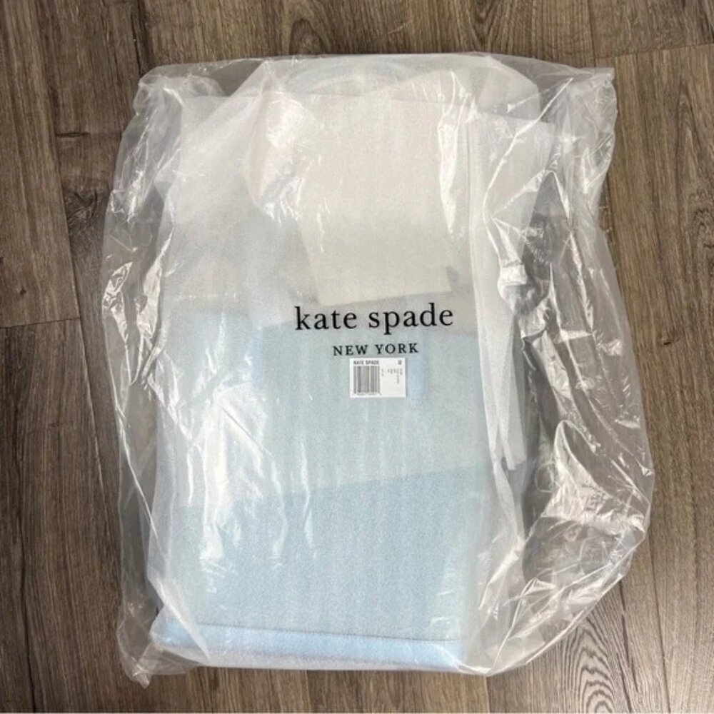 Kate Spade NWT Tinsel Tote Frosty Sky Light Blue Glitter Sparkle Bag Gift Purse - Picture 3 of 10